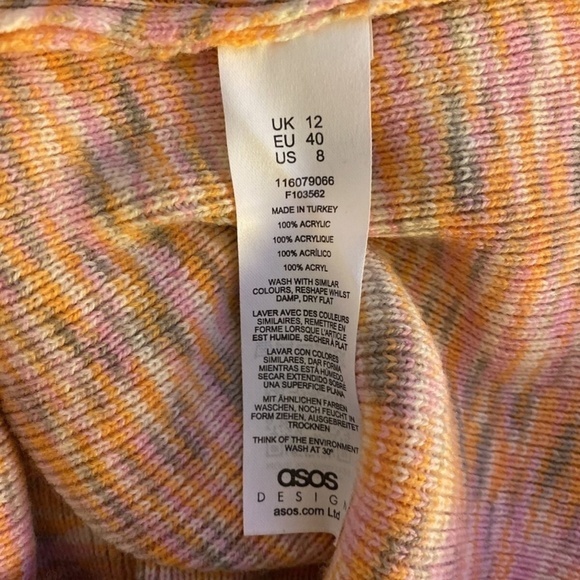 ASOS Design Size 8 w/Space Dye Print 100% Acrylic Long Sleeve Cardigan Sweater - Picture 5 of 5